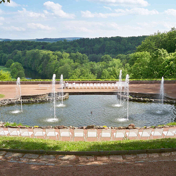 Barocker Schlosspark Lichtenwalde, Brunnen Sieben 7 Künste
