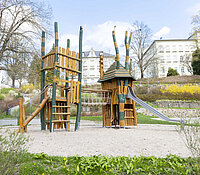 Seminargarten Zschopau Spielplatzprüfung, Klettergerüst-Kombi