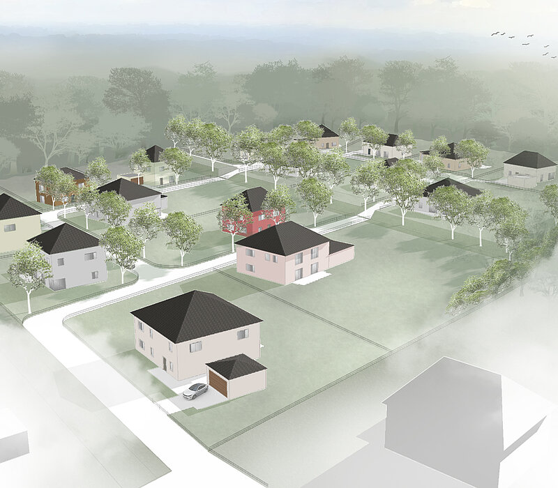 Visualisierung Vogelperspektive, Bebauungsplan Max-Planck-Straße Chemnitz