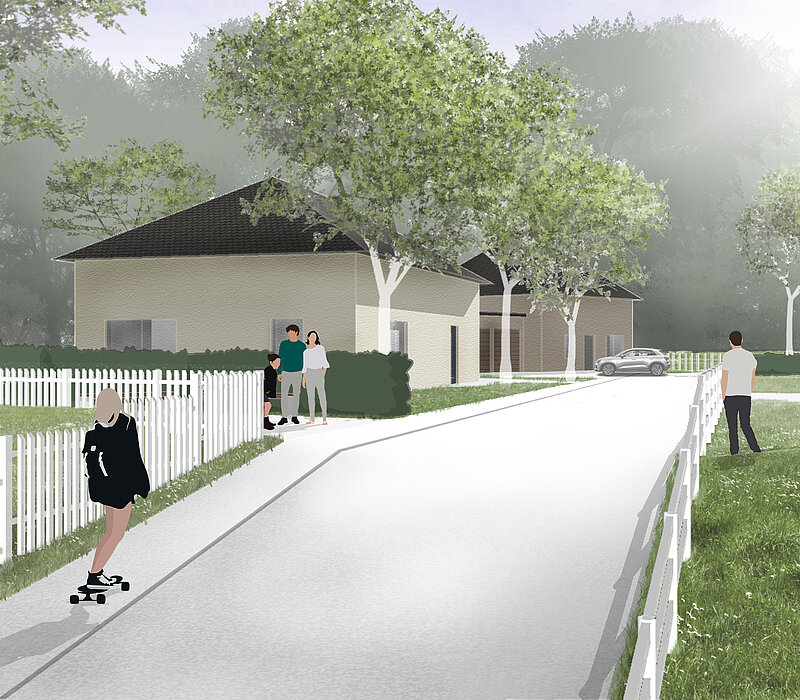 Visualisierung Straße, Bebauungsplan Max-Planck-Straße Chemnitz