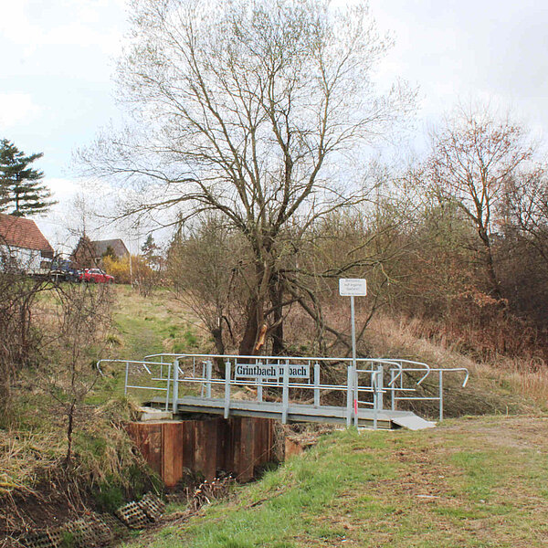 Hochwasserrückhaltebecken Gründbach, Glauchau, Brücke über den Bach